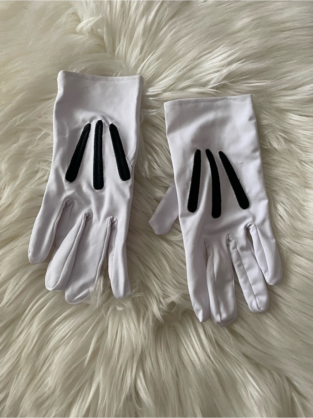 Disney White Gloves with Black Paw Detail